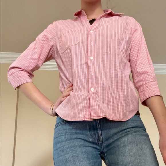 Dockers Tops - Vintage Pink Plaid 3/4 Sleeve Shirt